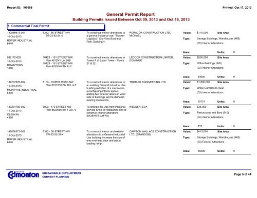 General Permit Report October 9 - 15 2013 - City of Edmonton