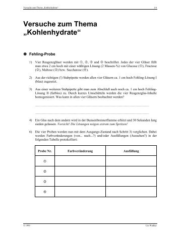 Versuche zum Thema „Kohlenhydrate“