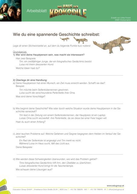 Arbeitsblatt Haus Der Krokodile 2 Education Group