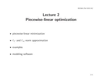 Lecture 2 Piecewise-linear optimization