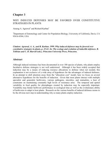 why induced defenses may be favored over constitutive strategies in ...