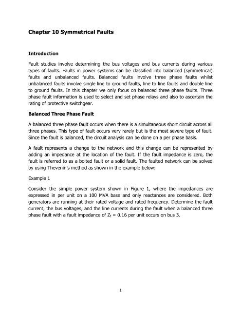 Chapter 10 Symmetrical Faults