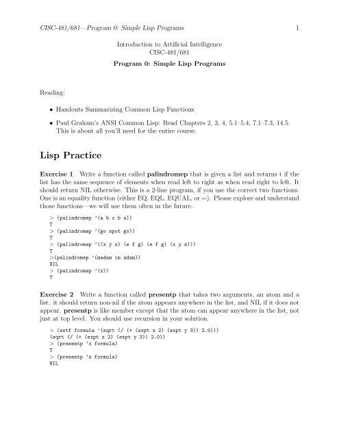 Lisp Practice