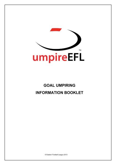 goal umpires booklet - Eastern Football League