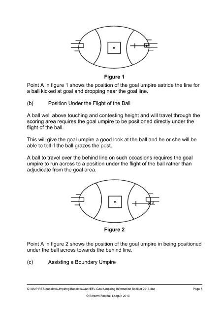 goal umpires booklet - Eastern Football League