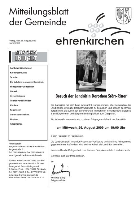 Besuch der Landrätin Dorothea Störr-Ritter - Gemeinde Ehrenkirchen