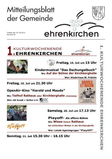 Freitag, den 19. Juli 2013 Nummer 29 - Gemeinde Ehrenkirchen