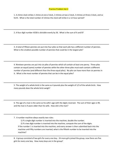 Practice Problem Set 2 1 A Chime Clock Strikes 1 Chime At One O