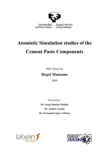 Atomistic Simulation studies of the Cement Paste Components