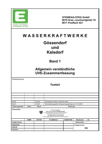 WASSERKRAFTWERKE Gössendorf und Kalsdorf Band 1