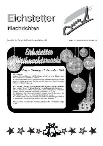 Morgen Samstag, 11. Dezember 2004 - Gemeinde Eichstetten