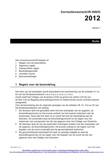 Correctievoorschrift HAVO - Alleexamens.nl - Universiteit Leiden