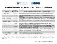 Table of Ashkenazi Jewish Genetic Diseases We Offer Testing For