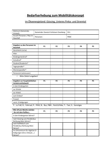 Bedarfserhebung zum Mobilitätskonzept - Gemeinde Deutsch ...