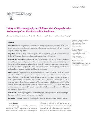 Utility of Ultrasonography in Children with ... - eJManager.com