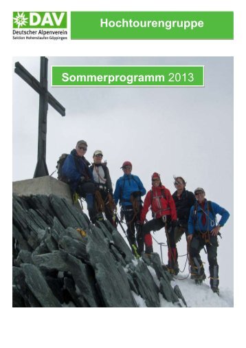 Hochtourengruppe Sommerprogramm 2013