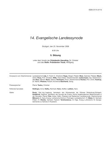 Protokoll Nr. 5 - Evangelische Landeskirche in Württemberg