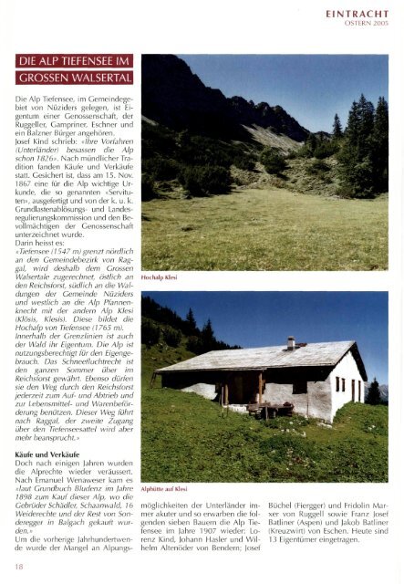 eintracht die alp tiefensee im grossen walsertal - eLiechtensteinensia