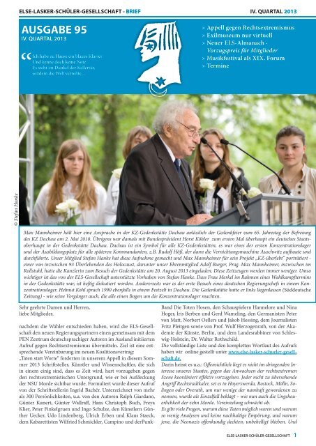 AUSGABE 95 ElseLaskerSchülerGesellschaft