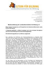 Medienmitteilung der Landeselterninitiative für Bildung e.V.