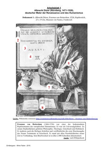 Arbeitsblatt 1 Albrecht Dürer (Nürnberg, 1471-1528 ... - Emilangues