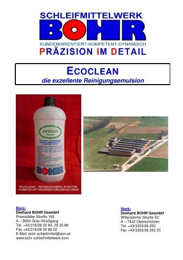 ECOCLEAN die exzellente Reinigungsemulsion - Bohr ...