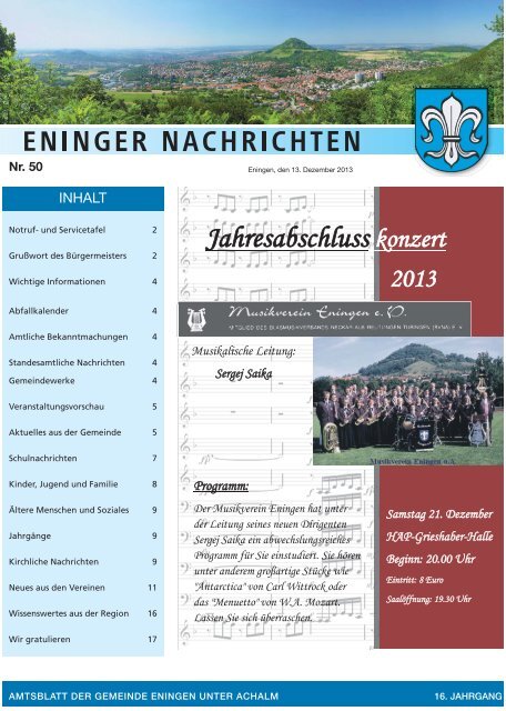 13. Dezember 2013 - Gemeinde Eningen unter Achalm