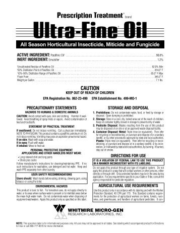 Ultra-Fine Oil Specimen Label