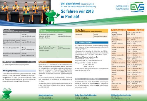 Abfuhrtermine 2013 - EVS Entsorgungsverband Saar