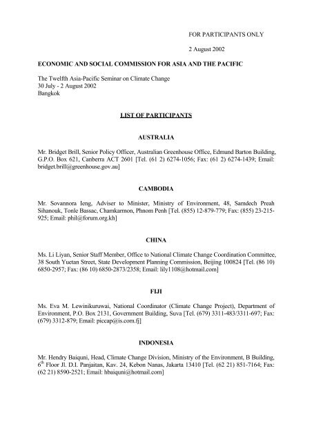 List Of Participants Pdf 221kb