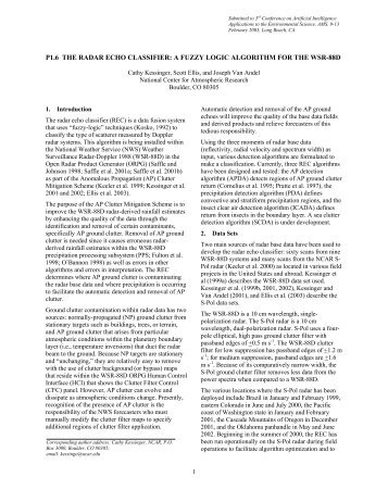 p1.6 the radar echo classifier: a fuzzy logic algorithm for the wsr-88d