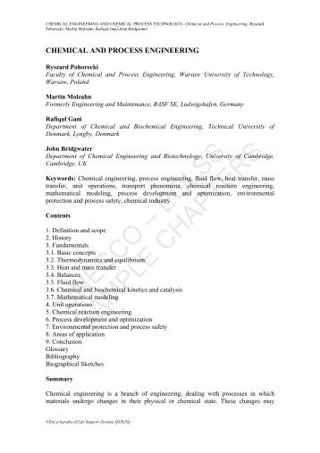 Chemical and Process Engineering - eolss