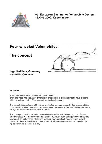 Four-wheeled Velomobiles The Concept - Liggecykelforeningen