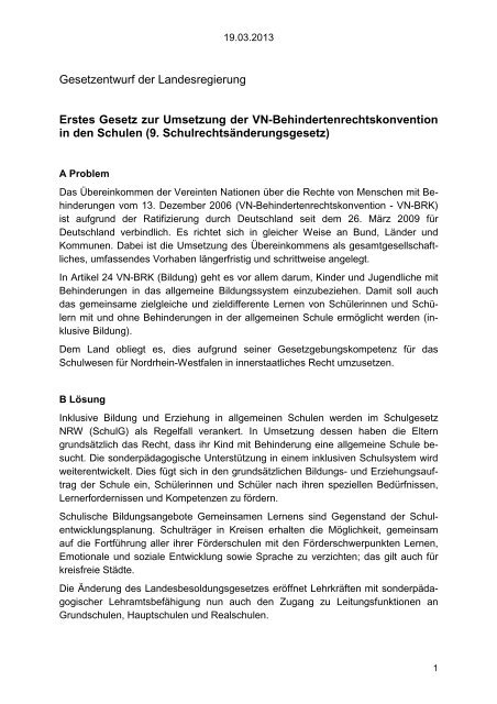 der Gesetzentwurf - Stadt Gelsenkirchen, Referat Erziehung und ...