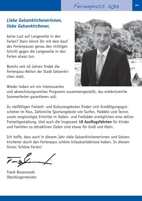 Ferienpass 2013 - Stadt Gelsenkirchen, Referat Erziehung und ...