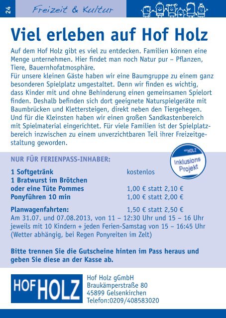 Ferienpass 2013 - Stadt Gelsenkirchen, Referat Erziehung und ...