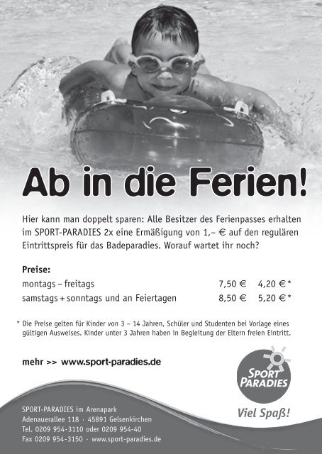 Ferienpass 2013 - Stadt Gelsenkirchen, Referat Erziehung und ...