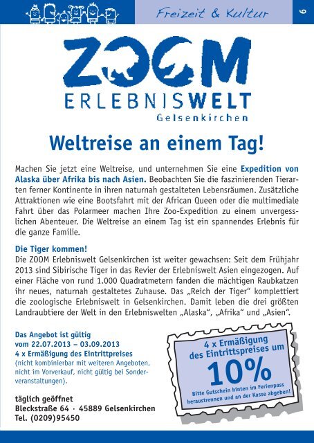 Ferienpass 2013 - Stadt Gelsenkirchen, Referat Erziehung und ...