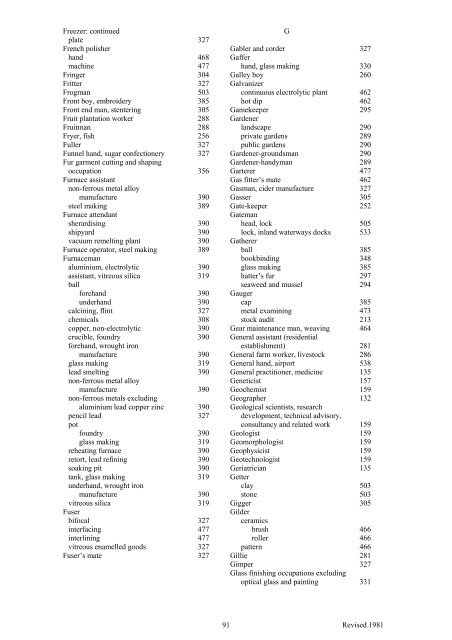 New Earnings Survey Occupation Codes - ESDS