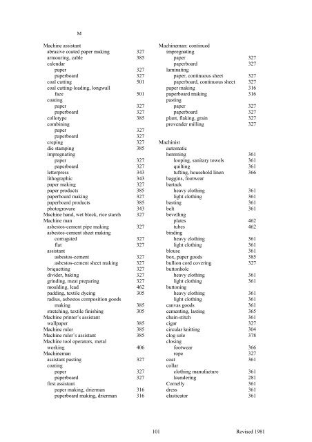 New Earnings Survey Occupation Codes - ESDS