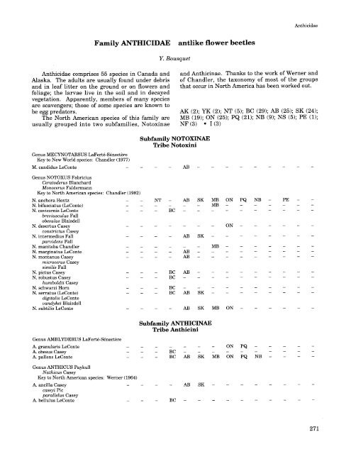 Checklist of - Entomological Society of Canada