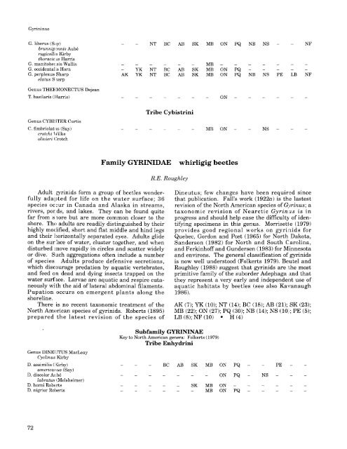 Checklist of - Entomological Society of Canada