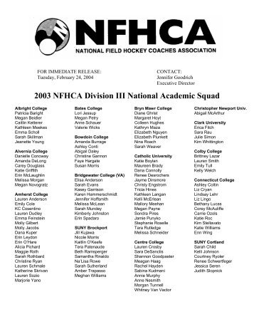2003 NFHCA Division III National Academic Squad - Eteamz