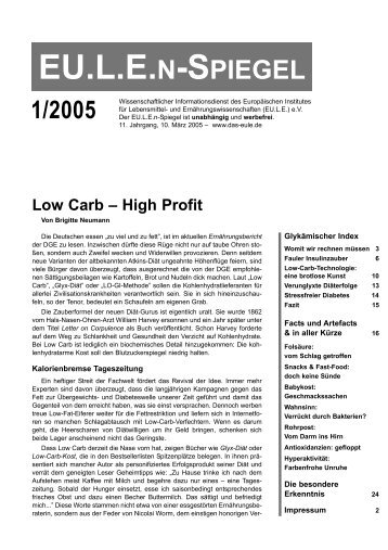 Low Carb - High Profit - Europäisches Institut für Lebensmittel