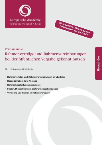 Rahmenverträge und Rahmenvereinbarungen bei der öffentlichen ...