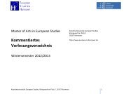 Wintersemester 2012/2013 - European Studies