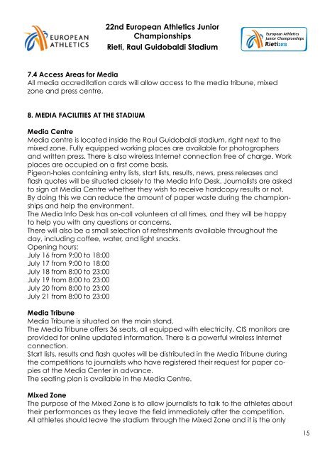 MEDIA GUIDE - European Athletics