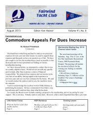 August 2013 Newsletter - Fairwind Yacht Club