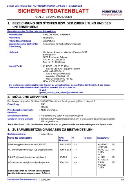 7946 ARALDITE RAPID HARDENER (German (DE ... - Farnell