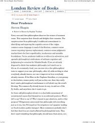 LRB · Steven Shapin: Dear Prudence